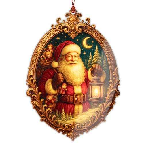 Santa Ornament ? Christmas Decor | Santa Claus Ornament + Holiday Keepsake ? Gift for Kids and Family ? Christmas Ornament 2025 ? Suncatcher Effect Window Hanging?Car Hanging Santaxmas 2