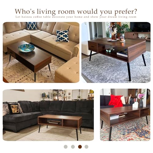 Mid Century Modern Coffee Table with Storage - Walnut, CT001B