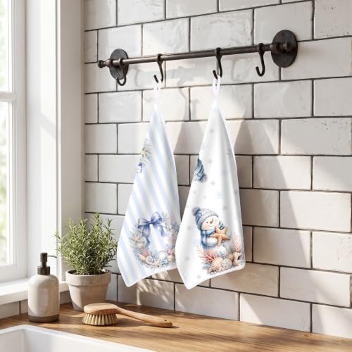 Coastal Christmas Beach Seashell Kitchen Towels - InIsaJace Coastal Christmas