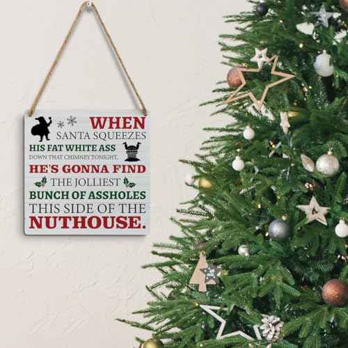 mmiishe Christmas Decor Christmas Vacation Christmas Signs Wall Art Farmhouse Wall Hanging Decor Winter House Snowflake Mistletoe Wood Sign for Festival Home Xmas Party Holiday Front Door Porch Decor