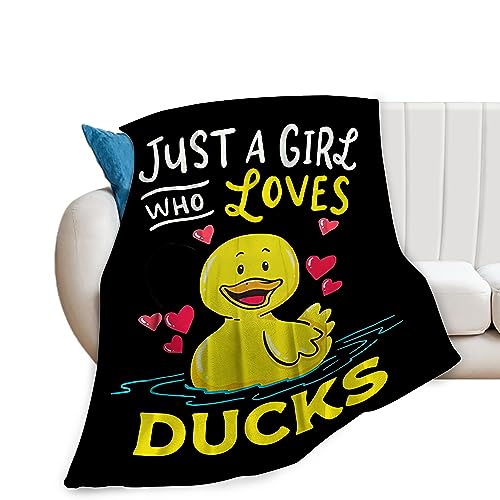 Duck Blanket Super Cozy Soft Duck Animal Stuff Decor Throw Blanket Warm Plush Fluffy Just a Girl Who Loves Ducks Lightweight Fleece Flannel Gifts Blankets for Women Kids Adults 50"x40"