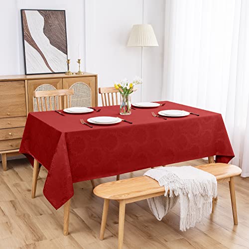 Romanstile Vienna Red 60 x 120 Inch Jacquard Tablecloth - Rectangle, 8 ft Heavyweight 210GSM