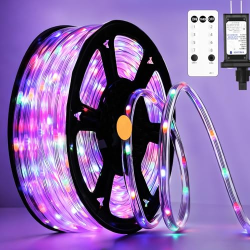 Multicolor 100Ft LED Rope Lights for Outside with Remote & Plug