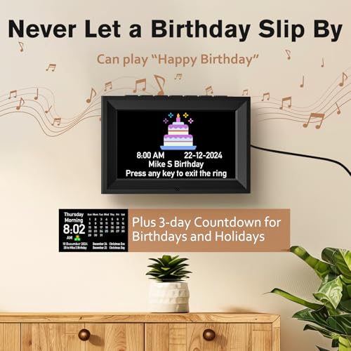 GOLOZA 7'' Digital Dementia Talking Clock - Black, 10 Volume Levels & Reminders