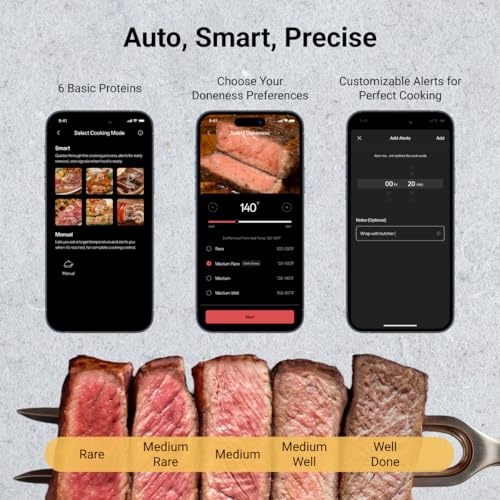 Wireless Meat Thermometer with 6 Sensors and 1 Probe - Standalone LCD Display