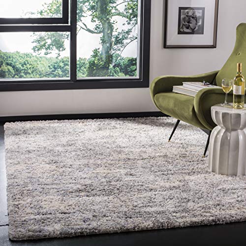 Berber Shag Rug 5x7 Feet - Grey Blue & Cream Plush Modern Area Rug - Rectangular