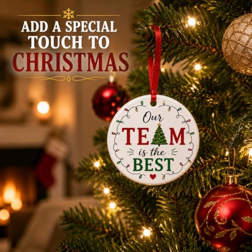 Team Christmas Ornament Coworker Gift With Gift Box (4) – White Ceramic Ornament