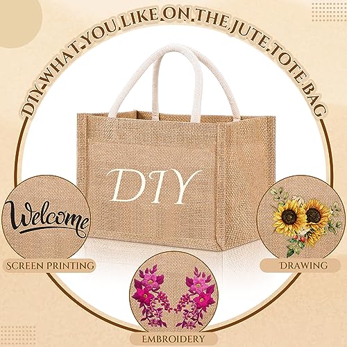 Mini Burlap Tote Bags Set 24 Pcs 9.06 x 6.3 x 5.12 Inches Classic Jute