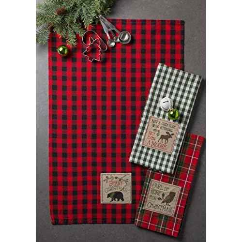 DII Holiday Kitchen Towels Embroidered Dish Towel Set, 18x28, Cabin Christmas, 3 Piece