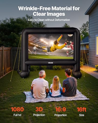 16ft Inflatable Outdoor Movie Screen - Portable Projection Screen for Backyard & Events