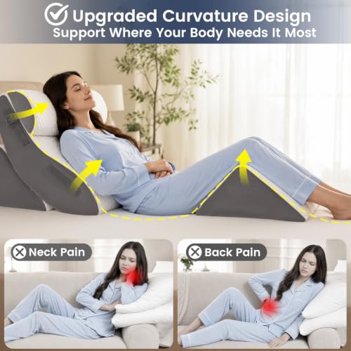 White Grey 5PCS Orthopedic Wedge Pillow Set for Post-Surgery Support
