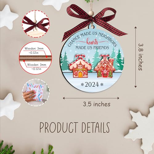 Chance Made Us Neighbors Christmas Ornament - Wooden 2-Layer Heartwarming Gift for Neighbors