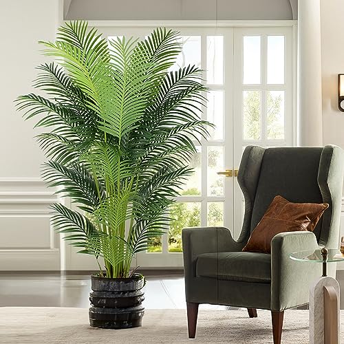 6 Ft Artificial Tropical Palm Tree with 24 Removable Leaves - Faux Indoor Outdoor Plant