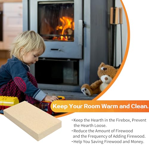 9x4.5x1.25 Inch Fire Bricks - 12 Pack for Wood Stove & Fireplace - Heat-Resistant