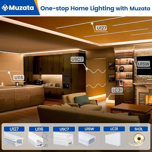 Muzata Silver Recessed LED Channel Kit 6.6ft with Milky White Cover - U127 WW