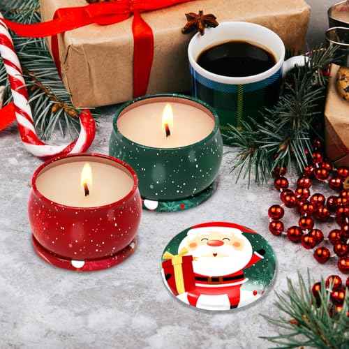 Set of 2 Scented Candles, Soy Wax Aromatherapy Candles 4.4 OZ Travel Portable Tin Candles, Gift Basket for Christmas Thanksgiving and New Year