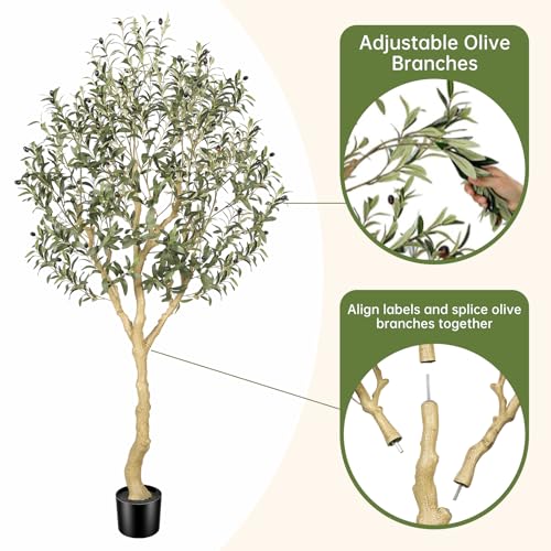 6ft Faux Olive Tree with UV-Resistant Leaves for Indoor Outdoor Decor - Realistic & Durable