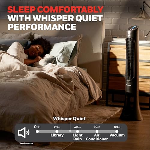 Honeywell QuietSet Oscillating Tower Fan - 8 Speed Black Remote Control