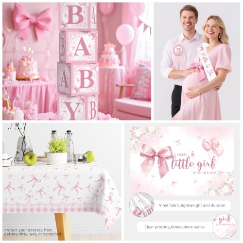 Pink Bow Baby Shower Decorations All-in-One Party Set for 20 Guests - Pink Bow Variation