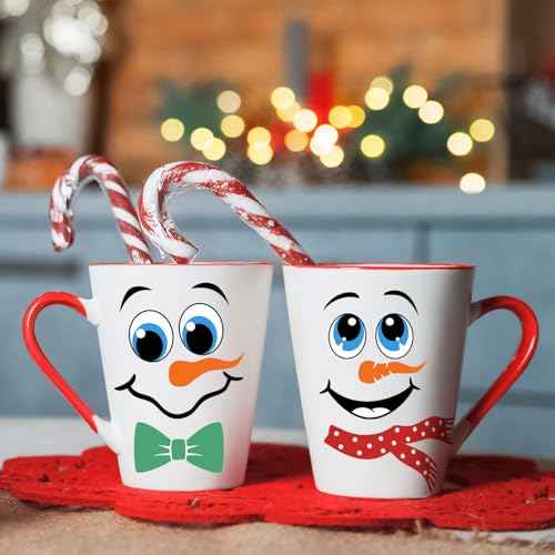 36pcs Snowman Face Stickers for Crafts Christmas Ornaments, Vinyl Rub on Transfers UV Decals, Cute Snowman Face Stickers for Xmas Winter Holiday Window Glass Cups Balls Jars Home Decorations