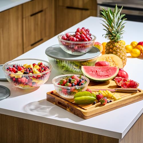 8-Piece Glass Mixing Bowls with Airtight Leakproof Lids - BPA-Free Food Storage & Serving Set