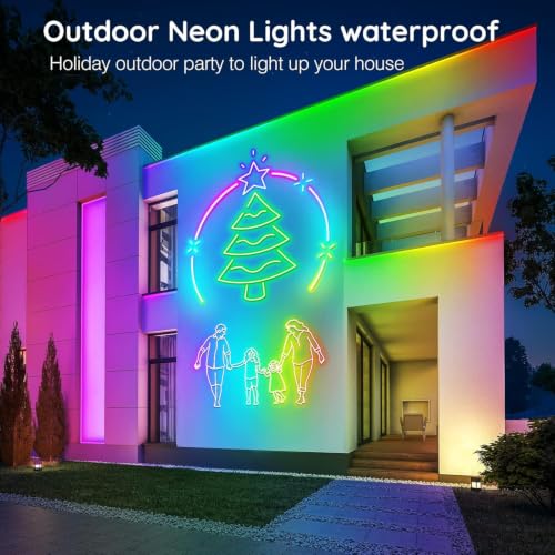 SINLEY 60FT RGB LED Neon Rope Light with App & Remote Control Waterproof Outdoor