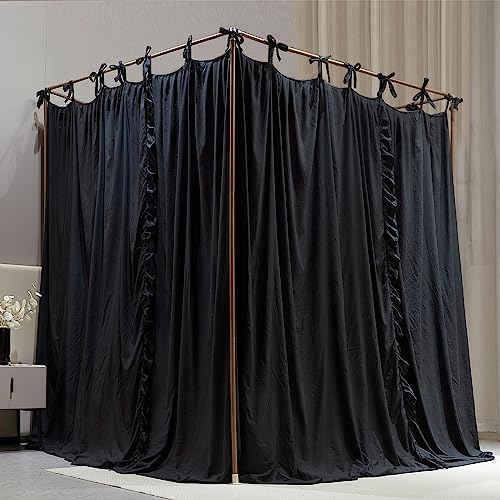 Princess Bed Canopy with Mosquito Net - Double Layer Black 53 x 78 Inches