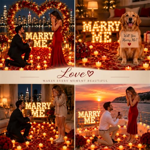 Hortsun Marry Me Light Up Letters Proposal Decorations - Red Variation