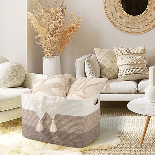 Extra Large Cotton Rope Storage Basket - Gradient Brown, 118L, Foldable