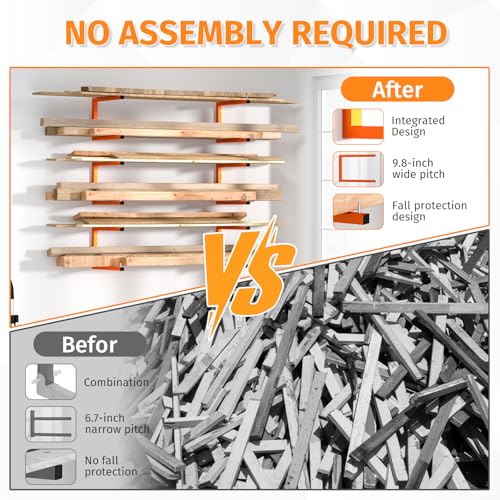 10 Pack Lumber Storage Rack Wall Mount - 10 Levels Heavy Duty Tool Organizer