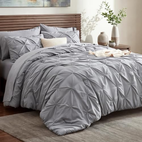 Queen Comforter Set with Sheets - Grey Bedsure 7-Piece Bedding in a Bag - Variation 01