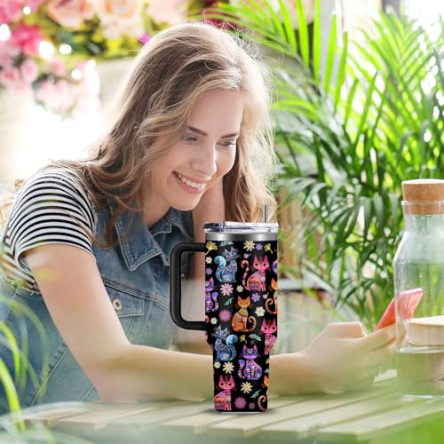 WWHSAI Cat Gifts 40 oz Tumbler with Handle - Cat Lover Gift, Cats-1