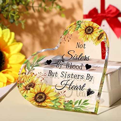 Thank You Gifts for Friends Friendship Gifts Friend Birthday Presents Acrylic Heart Keepsake Appreciation Decorative Signs Plaques for Women Men Sister Friends Bestie Coworkers Desk Decor(Heart)
