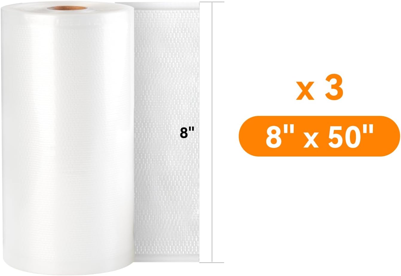 Wevac Lite Vacuum Sealer Rolls - 8" x 50' | 3-Pack for Food Storage, Sous Vide & Meal Prep