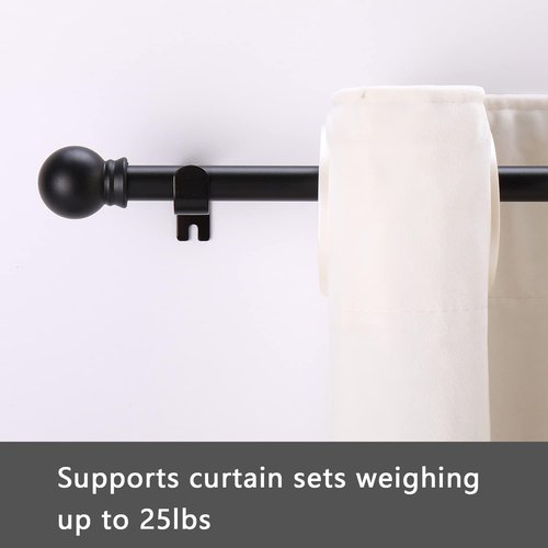 GXOACKJ Black Curtain Rods - Heavy Duty Metal Set for Windows 28-78 Inches | 5/8 Inch Diameter, 2 Pack