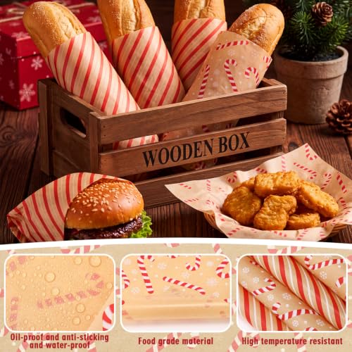 Maitys 100 Sheets Christmas Wax Paper for Food Candy Cane Wrapping - Classic
