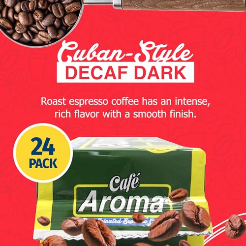 Café Aroma Decaf Dark Roast Espresso Ground Coffee, Authentic Cuban