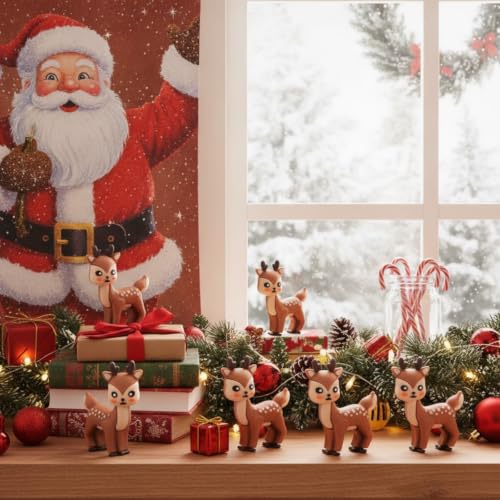 Chunful 100 Pcs Christmas Mini Reindeer Figurines Cute Holiday Deer Decorations