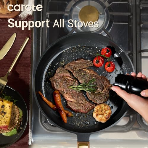 Ceramic Cookware Set 16pcs with Non-Toxic Nonstick Pans & Lids - Black