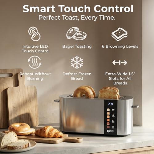 Balter 4-Slice Wide Slot Toaster with Bagel Function, Stainless Steel - Variation: Stainless Steel / 4 Slices