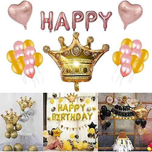 MYUBWTF 6 Pieces 23 inch Large Gold Crown Balloons, Giant Foil Cap Balloon, Aluminum Foil Helium Balloons for Birthday Wedding Party Decorations Anniversary Party Halloween Christmas (23-inch)