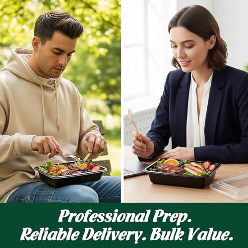 32oz Meal Prep Containers with Lids - 100 Pack, Airtight, Reusable, Food-Grade Plastic