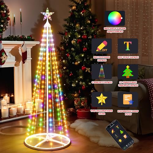 Yakmax 5ft Multicolor Outdoor Christmas Tree with Lights, Smart Control & Music Sync
