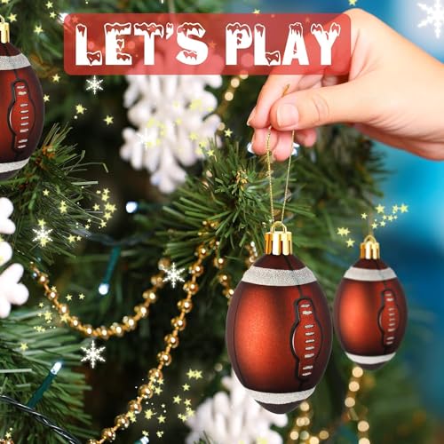 Leitee 18 Pcs Football Christmas Ornaments 2.36 Inch Plastic - Holiday Decor