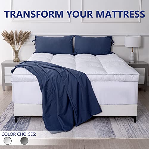 King Mattress Topper White Cooling Plush Bed Pillow Top - Marine Moon