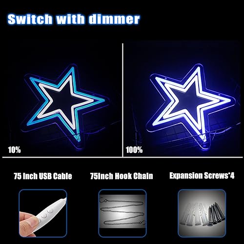 Cowboys Neon Sign - Blue & White LED Wall Light for Dallas Fans - Game Room Decor, Cowboys Merch Gift - Variation: Cowboys
