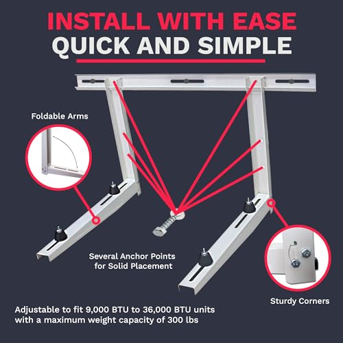 Ductless HVAC Mini Split Wall Mounting Bracket - Supports 9K-36K BTU, 300 lbs - Outdoor Weather-Resistant Steel