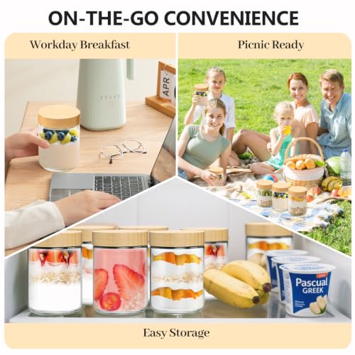 16oz Airtight Glass Food Storage Containers with Bamboo Lids - Pack of 12