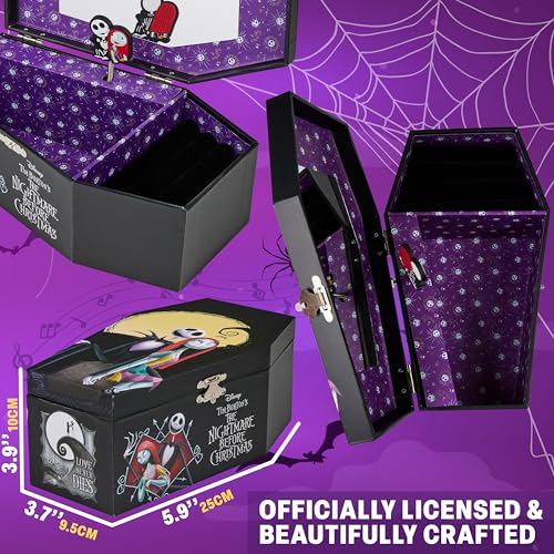 Get Trend Nightmare Before Christmas Musical Jewelry Box – Black Coffin, 9.8x5.9x3.9 in