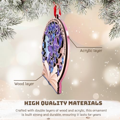 Butterfly Ornament (Variation: Butterfly Ornament) - 2D Purple Wood & Acrylic Christmas Decor for Tree